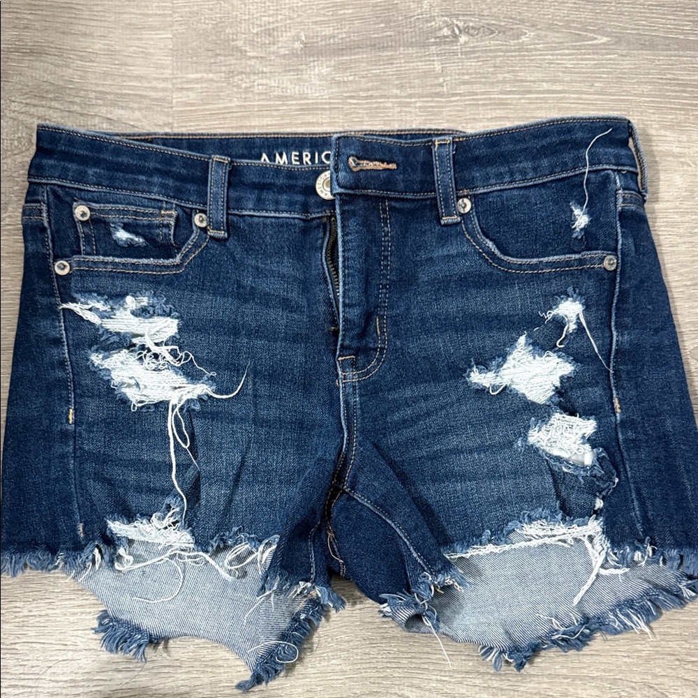 American Eagle Outfitters Women's Ripped The Dream Shorts - Dark Wash